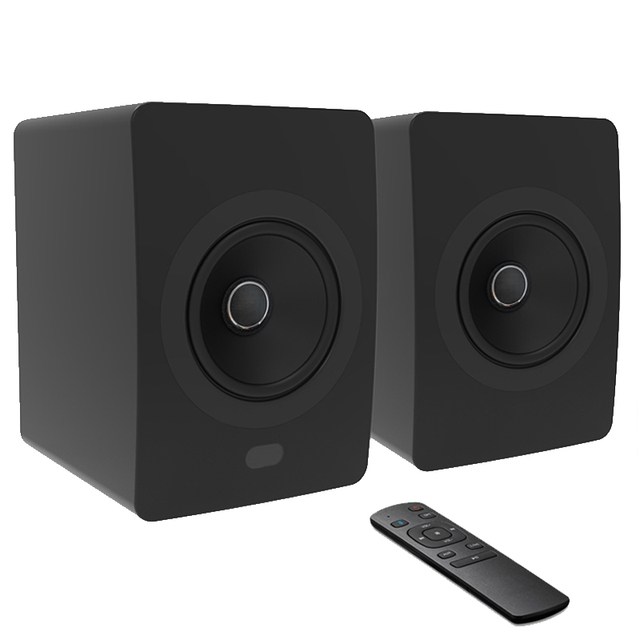 200 Watts RMS Home Theater Bookshelf Speaker Pair Wooden Enclosure Wireless TWS Hi-Res Audio Loudspeaker with Deep Bass Response