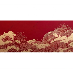 Waterproof Wave Wall <strong>Paper</strong> Restaurant Wall Decoration Wall Covering Red <strong>Textured</strong> Wave Mural Wallpaper - Product Image 5