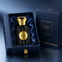 Boîte d'emballage cylindrique ronde de 50 ml à rayures verticales, flacons de parfum vides en verre transparent avec vaporisateur et bouchons dorés, ensemble écologique