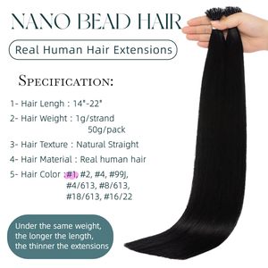 Extensiones de Cabello Nano Tip Doble Trama No Remy, Tejido Doble a Máquina, 14 Pulgadas, Anillas Nano, Liso, Negro Azabache, 50g, con Microperlas, Permanente - Product Image 3