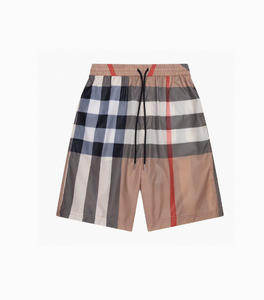 Pantaloncini Casual da Uomo di Design Taglie Forti con Logo Bur Berry, Sportivi, da Jogging, a Righe, in Tela Impermeabile, Vestibilità Larga, Kaki, alla Moda, a Quadri - Product Image 1