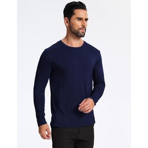 <b>Men's</b> BambooLong Sleeve Sleep Shirt Cloud Soft Moisture Wicking Relaxed Fit Tencel Modal Cotton Loungewear <b>Top</b> - Product Image 2