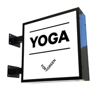 Panneau mural personnalisé à suspendre, panneau circulaire monté sur le côté, boîte à lumière LED double face pour bar, restaurant, enseignes de magasin
