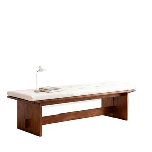 Banc en bois massif Zhongxin avec assise en cuir noir, 120 cm de long, banc de rangement pour chambre et entrée, design durable - Product Image 5