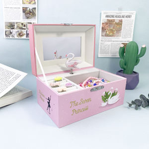 Caja de Música de Papel con Diseño de Cisnes, Ecológica, en Blanco y Negro, con Manivela, Canciones Personalizadas para Aniversario, Decoración del Hogar - Product Image 2