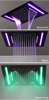 Systèmes de douche à écran LED pour salle de bain contemporaine Robinets thermostatiques avec vannes en or brossé Motifs de jet de pluie et de massage