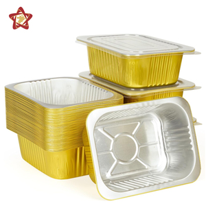 Khay nhôm dùng một lần 750ml màu vàng, kích thước 184x128mm, hình chữ nhật, có nắp kín CREC184 - Product Image 1