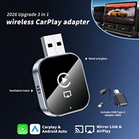 Adaptador Inalámbrico Portátil para CarPlay y Android Auto, Mini Pantalla WiFi con Puerto Tipo-C, Aplicación GPS Mirror para YouTube y TikTok