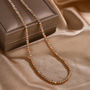 Wholesale Eco-friendly Copper Gold Plated 3MM Beads Minimalist Layered Chain Link Bracelet Jewelry Set for Refined Daily <b>Stacked</b> - Product Image 4