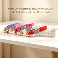 Collier de sécurité pour chat en velours côtelé avec clochette, collier réglable pour chat et chiot, boucle à dégagement rapide, logo personnalisé OEM ODM