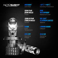 Ampoule de phare Novsight 120W H4 Mini Bi LED avec lentille 12V, style projecteur laser, pour voitures H1 H7 H11 9005 Hb3 Hb4