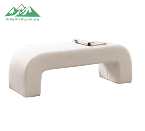 Pouf Contenitore Moderno Bianco in Tessuto con Coperchio Sollevabile per Soggiorno e Camera da Letto - Product Image 1