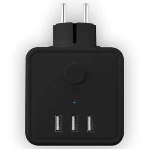 Multiprise 10A avec 3 prises et 3 ports USB, couleur noire, idéale pour charger des appareils et connecter plusieurs appareils - Product Image 3