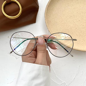 Montures de lunettes rondes Qianai, monture complète, verres en acrylique anti-UV et anti-lumière bleue, forme ovale unisexe pour hommes et femmes - Product Image 3