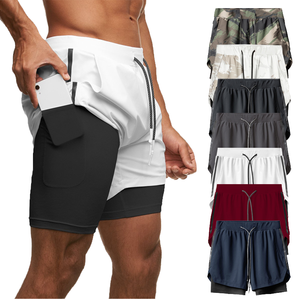 New Men's Casual Sports Breathable <b>Mid</b> Quick Dry Five-Point Shorts Double <b>Layer</b> Solid Color Towel Hanging for Fitness Running - Product Image 4