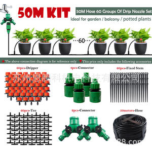 Kit d'irrigation goutte à goutte, tuyau de 30 m, 36 goutteurs, connecteur en T, tige fixe pour jardin, balcon, plantes en pot - Product Image 4