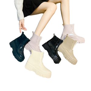 Botas de Lluvia de Moda para Mujer, Impermeables, con Forro de Malla, Cierre de Cremallera, Tacón Alto, para Exteriores, que Aumentan la Estatura - Product Image 1