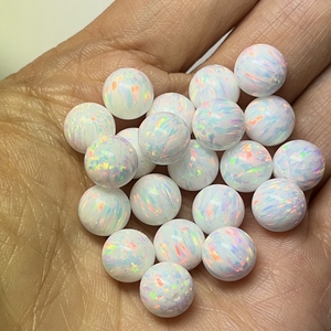 Wholesale Ball Opal <b>Beads</b> 2mm 3mm 4mm 5mm 6mm Synthetic Fire Opal Full Hole/Half Hole/Without Hole Opal Stone Price - Product Image 1