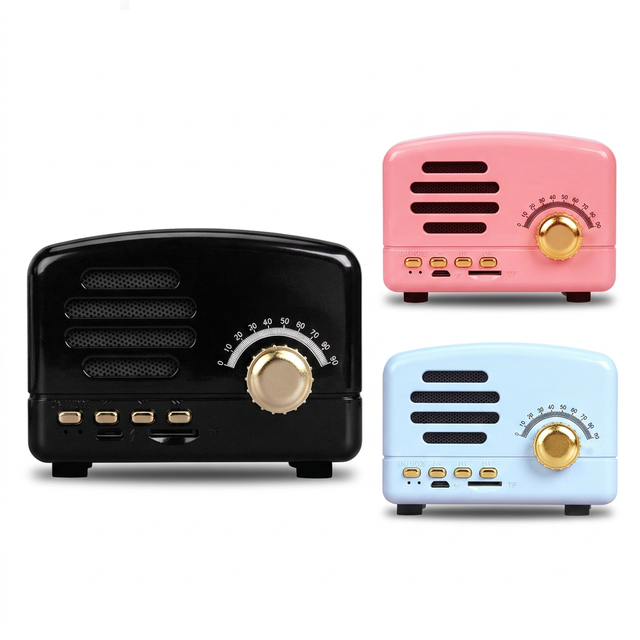 Mini Retro Speaker Vintage Radio Shape Wireless Audio Support TF Card FM Radio Portable Desktop Gift Speaker