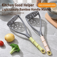 Aardappelstamper met bamboe handvat, handmatige groentepuree pers van voedselveilige kwaliteit voor aardappelpuree, babyvoeding & guacamole
