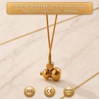 Collier en acier inoxydable plaqué or 18 carats hypoallergénique, motif gourde porte-bonheur, pour filles, accessoires simples et décontractés pour le quotidien