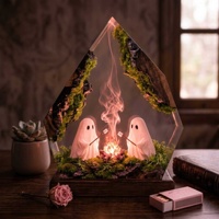 Lampe fantôme d'Halloween en époxy faite à la main par Bonfire, adorable ornement de bureau fantôme, veilleuse fabriquée en Chine, cadeau idéal pour les amis