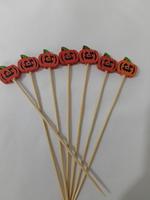 Tusuk Sate dan Tusuk Koktail Bambu Gagang Panjang Motif Bunga Mawar Pink Terang untuk Hidangan Pembuka dan Makanan Pesta