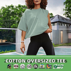 เสื้อยืดผ้าฝ้ายทอ 100% แบบยูนิเซ็กซ์ สกรีนโลโก้ได้ ทรงโอเวอร์ไซส์สำหรับผู้หญิง ระบายอากาศได้ดี ไม่เป็นขุย เซ็กซี่ สบายๆ สีพื้น เป็นมิตรกับสิ่งแวดล้อม พิมพ์ลายได้ - Product Image 2