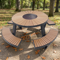 Ensemble de tables d'extérieur modernes en acier galvanisé et en bois WPC avec banc, table de pique-nique pour l'école, l'hôtel et le parc
