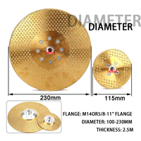 Disque de coupe et de meulage diamanté électrolytique JOWIN 125 mm plaqué or titane avec bride M14 pour granit, marbre et céramique