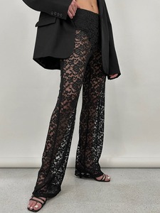 <span class=keywords><strong>Pantaloni</strong></span> Bootcut <span class=keywords><strong>Lunghi</strong></span> Vintage a Vita Alta con Cuciture e <span class=keywords><strong>Pizzo</strong></span> Trasparente Sexy Nuovi Arrivi Estivi Stile Europeo-Americano - Product Image 3
