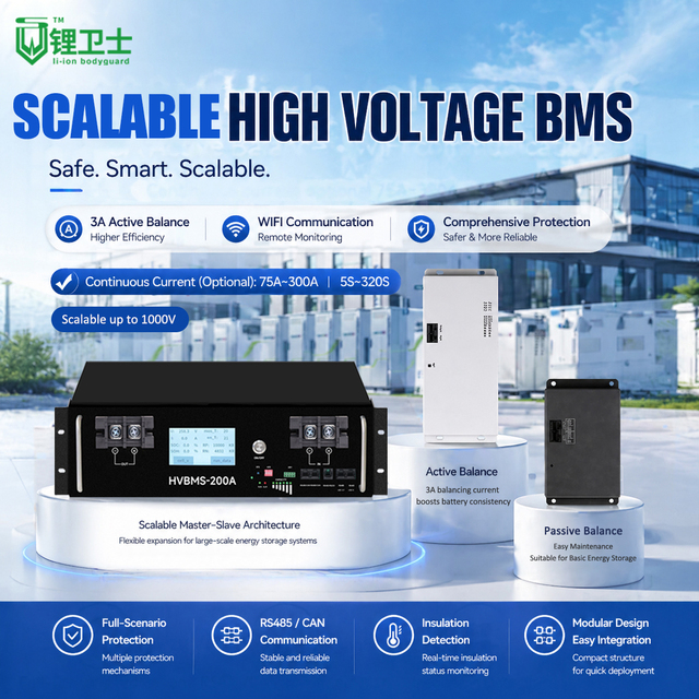 LWS Scalable Energy Storage Bms High Voltage 75s 80s 96s 112s 128s 144s 156s 100a 200a 300a Master and Slave High Voltage BMS