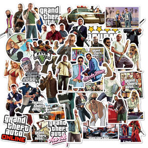 ZY0727C 50 autocollants/sac, autocollants de jeu <span class=keywords><strong>Grand</strong></span> <span class=keywords><strong>Theft</strong></span> <span class=keywords><strong>Auto</strong></span> Graffiti, autocollants pour moto, valise, autocollants en PVC imperméables - Product Image 2