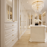 Système de dressing sur mesure avec portes miroir, poignées dorées, éclairage LED et îlot de rangement – Mobilier de dressing