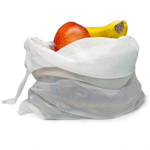 Sac en filet de haute qualité. Sac en coton à cordon de serrage pour courses, en stock, recyclable, en maille. - Product Image 3