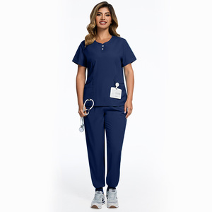 42162 Conjuntos <span class=keywords><strong>de</strong></span> Uniformes Médicos <span class=keywords><strong>de</strong></span> Dos Piezas en Verde Oscuro, Tejidos a Mano con Spandex/Poliéster, para Doctores <span class=keywords><strong>y</strong></span> Enfermeras - Product Image 5