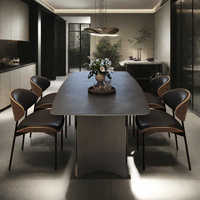 Table à manger minimaliste italienne effet pierre Nouvelle table à manger rectangulaire Ensemble de table à manger moderne Salon Meubles de salle à manger blancs