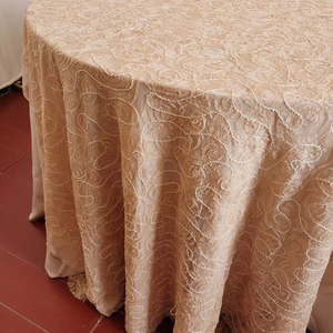 Ristorante dell'hotel 3D Champagne floreale copertura della tavola <span class=keywords><strong>di</strong></span> <span class=keywords><strong>lino</strong></span> fiore <span class=keywords><strong>tovaglia</strong></span> <span class=keywords><strong>ricamata</strong></span> per il matrimonio - Product Image 5