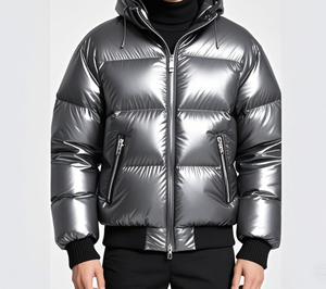 Veste d'extérieur matelassée imperméable en duvet d'oie de luxe sur mesure, taille plus, pour homme - Product Image 3