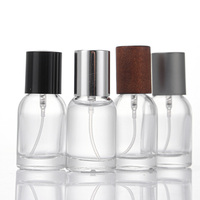 Flacon de parfum vide en verre transparent de luxe de 15 ml, flacon de parfum rond haut de gamme avec bouchon en bois