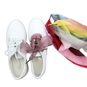 Pita nilon benang sifon datar transparan multiwarna lebar 2.5cm olahraga untuk sepatu kasual dikemas dalam sepasang - Product Image 1