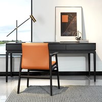 Bureau minimaliste de style italien moderne MOVVON T143 pour la maison et le bureau avec rangement en chêne noir