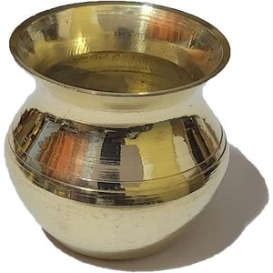 PARIJAT Kalash de latón indio hecho a mano con Lota para festivales y suministros de fiesta de artesanía Puja () - Product Image 2