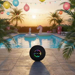 Haut-parleur sans fil étanche anti-chute pour salle de bain, mini haut-parleur sans fil à ventouse puissante pour cuisine, lecteur de musique portable LED pour extérieur - Product Image 1