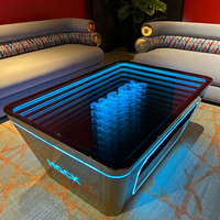 Table de bar à café éclairée en verre miroir infini 3D au design moderne personnalisé pour clubs, soirées à thème, pubs, KTV, centres commerciaux