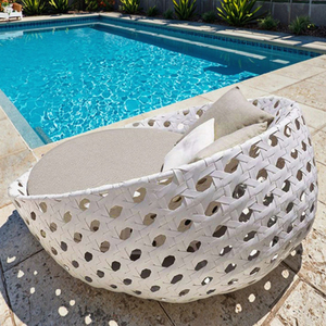 Mới Ngoài Trời Nhôm Mây Vườn Ban Ngày Vòng PE Mây Mặt Trời Lounger Với Tán Patio Ăn Uống Đồ Nội Thất Cho Hồ Bơi Chaise Phòng Chờ - Product Image 2