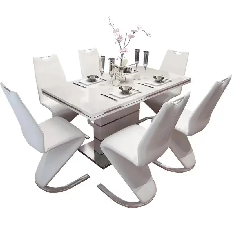 Sedie quadrate per tavolo da pranzo ristorante tavolo da pranzo moderno sedia tavolo da pranzo di lusso per famiglie con 6 sedie