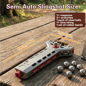 Slingshot robuste en alliage d'aluminium CNC pour adultes, outil de sport de plein air récréatif avec chargement automatique et portée de 50 m - Product Image 4