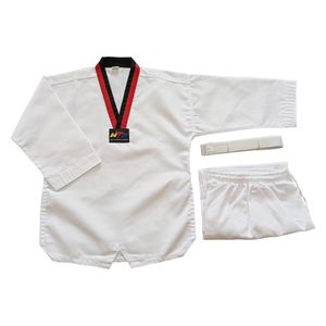 Uniforme de Taekwondo Unisex Rojo y Negro con Cuello en V, Cómodo Traje de Entrenamiento para Club de Taekwondo, Venta al Por Mayor, Personalización de Logotipo Disponible - Product Image 2