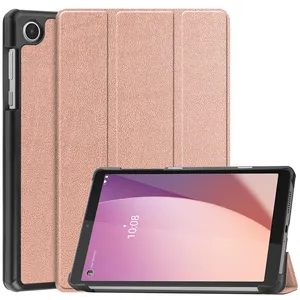 Casing Cangkang Pelindung Tablet Lipat Tiga Kulit PU untuk Lenovo Tab M8 4th Gen TB-300FU TB300XU 2023 Funda